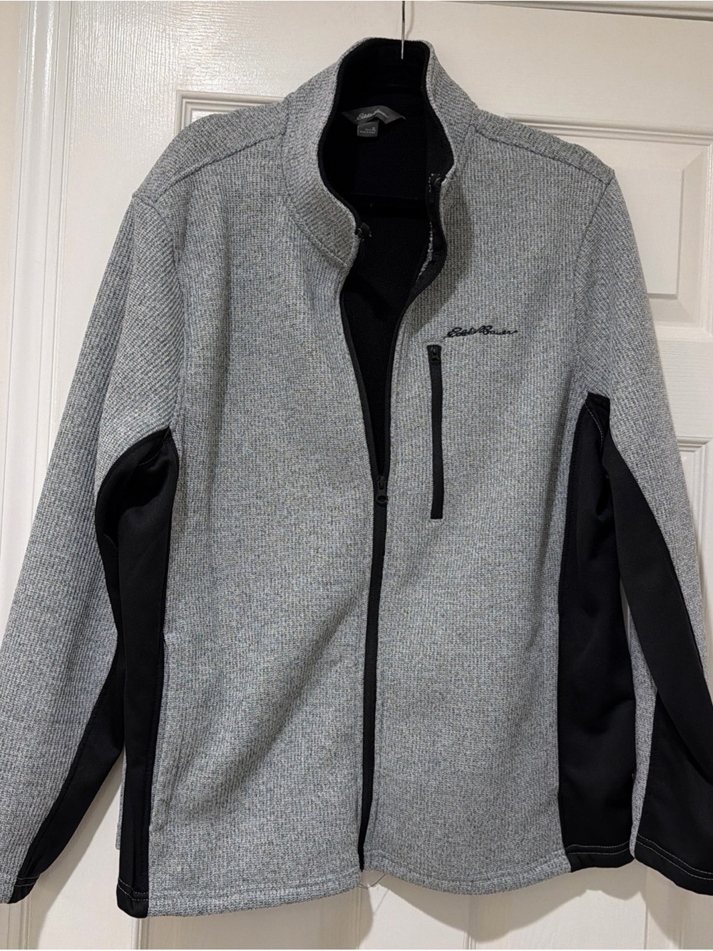 Eddie Bauer Heather Gray and Black Full-Zip Fleece Jacket
